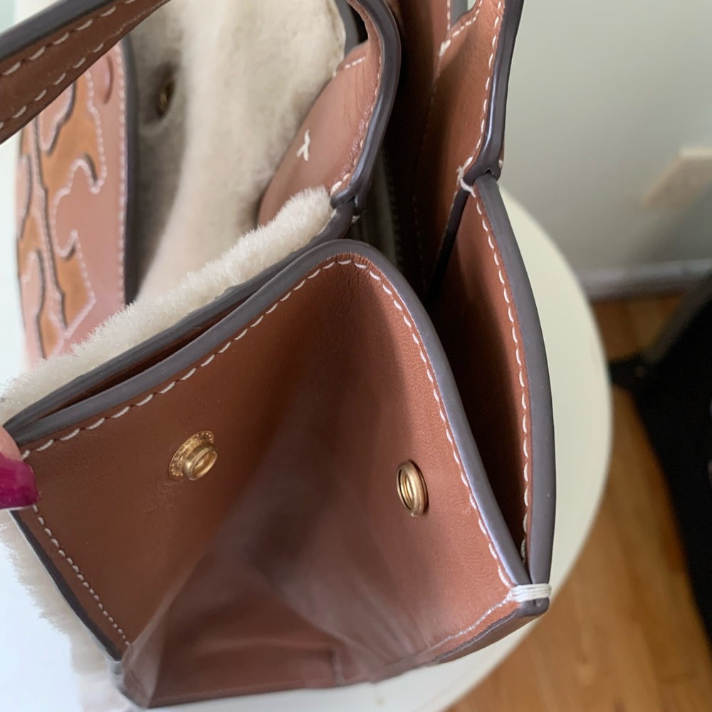 Tory Burch Genuine Shearling and Leather Ella Mini Tote - Picture 7 of 9